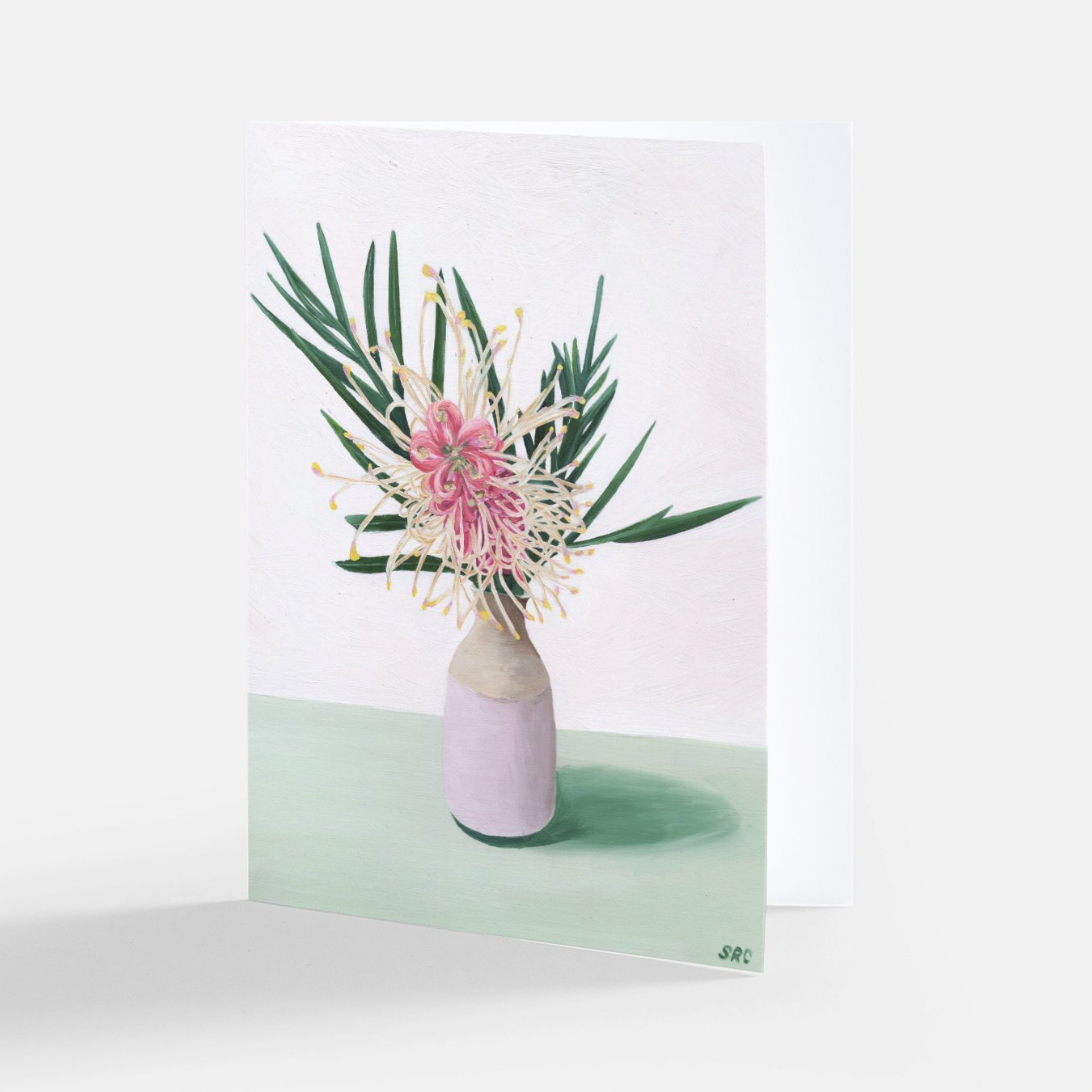 Misty Pink Grevillea Greeting Card