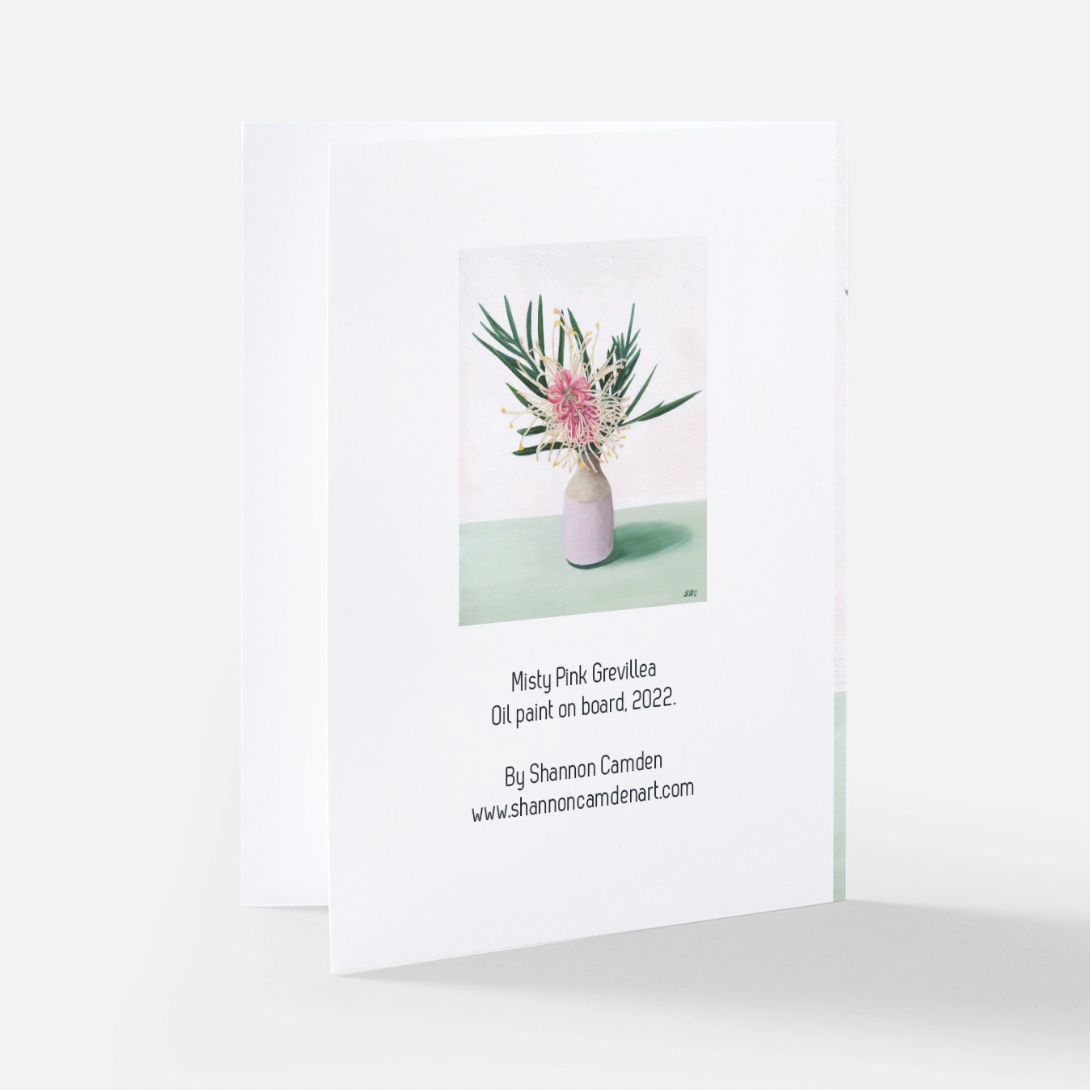 Misty Pink Grevillea Greeting Card