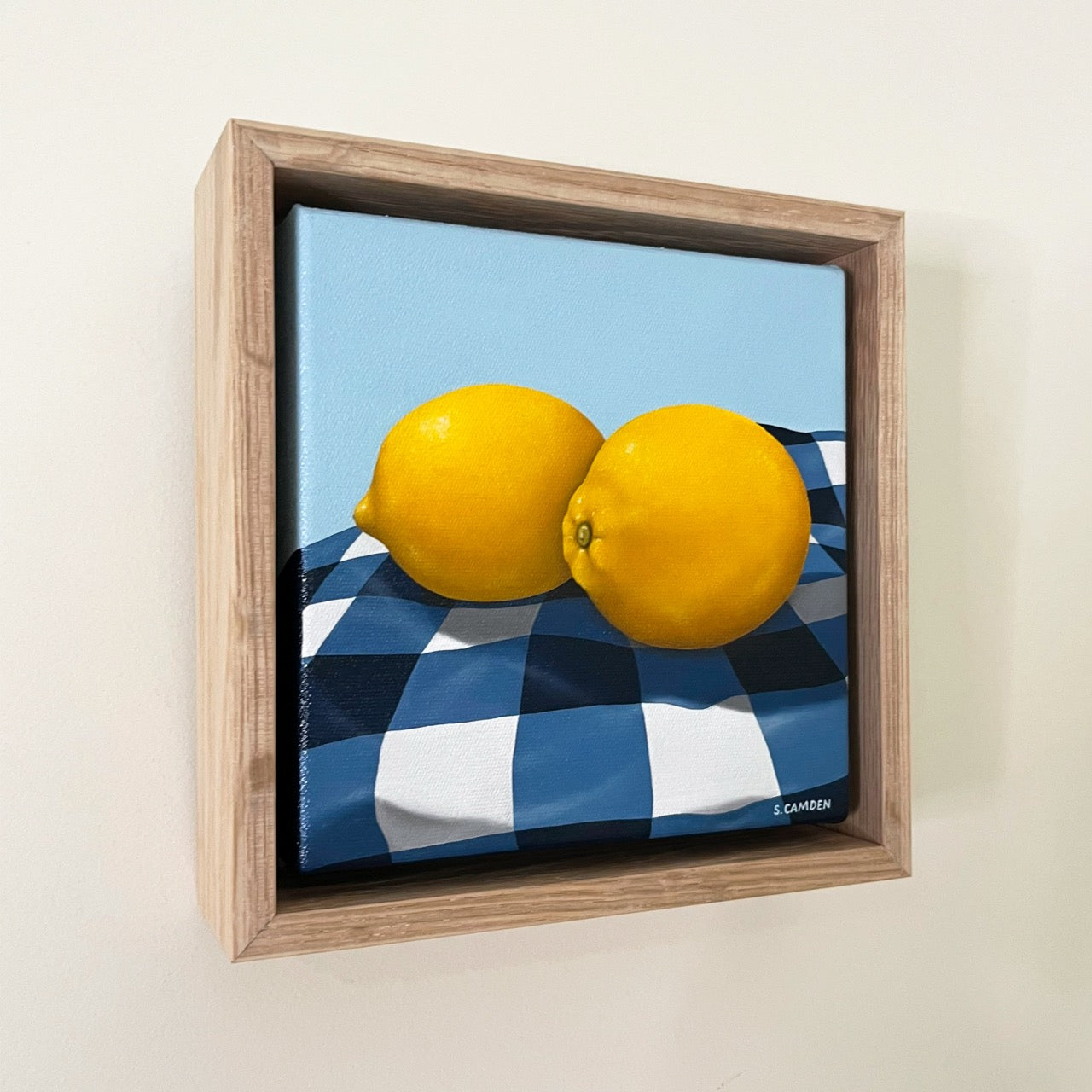 Pair of Lemons on Blue Gingham