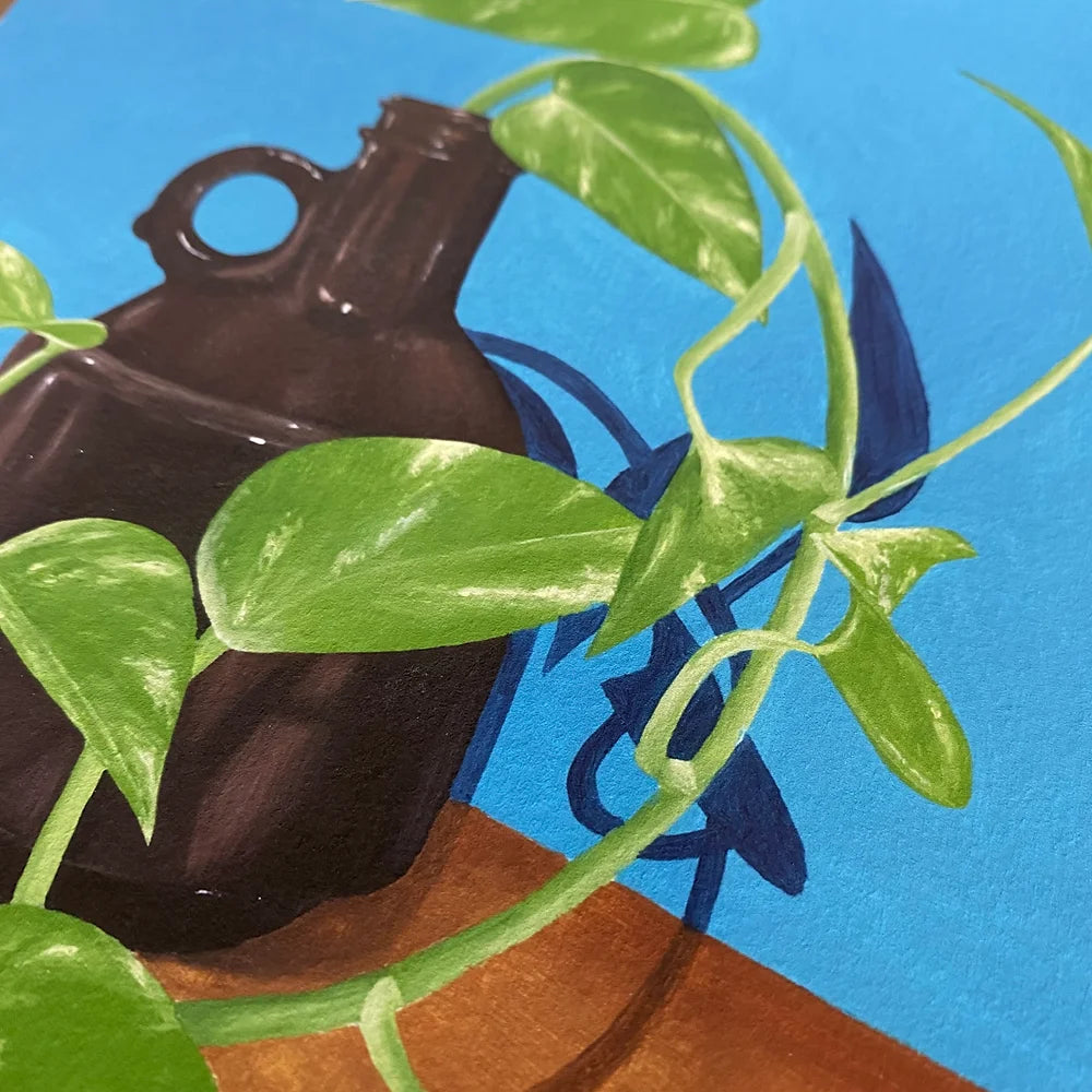 Growler and Devils Ivy on a Table Fine Art Print