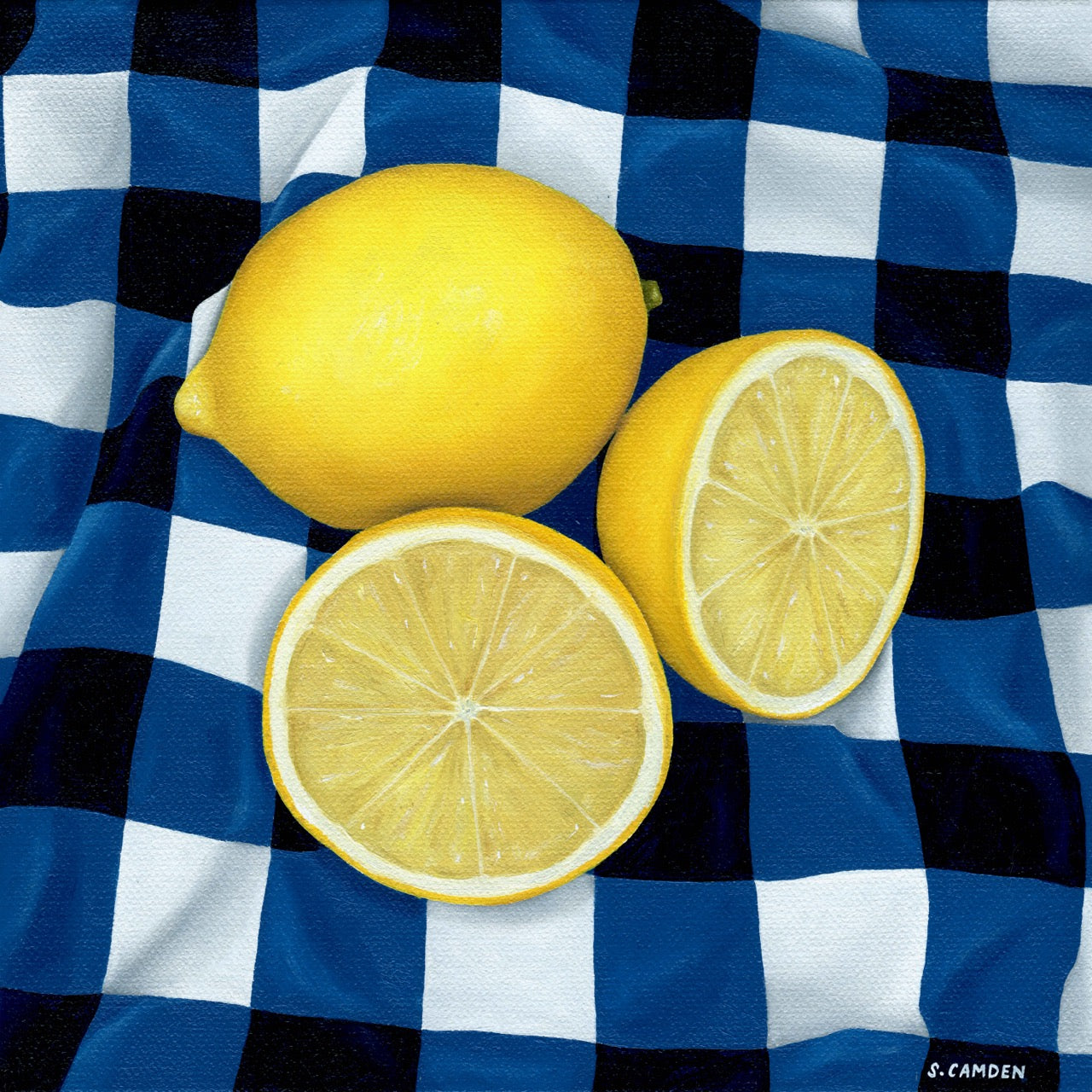 Lemons & Blue Gingham Greeting Card