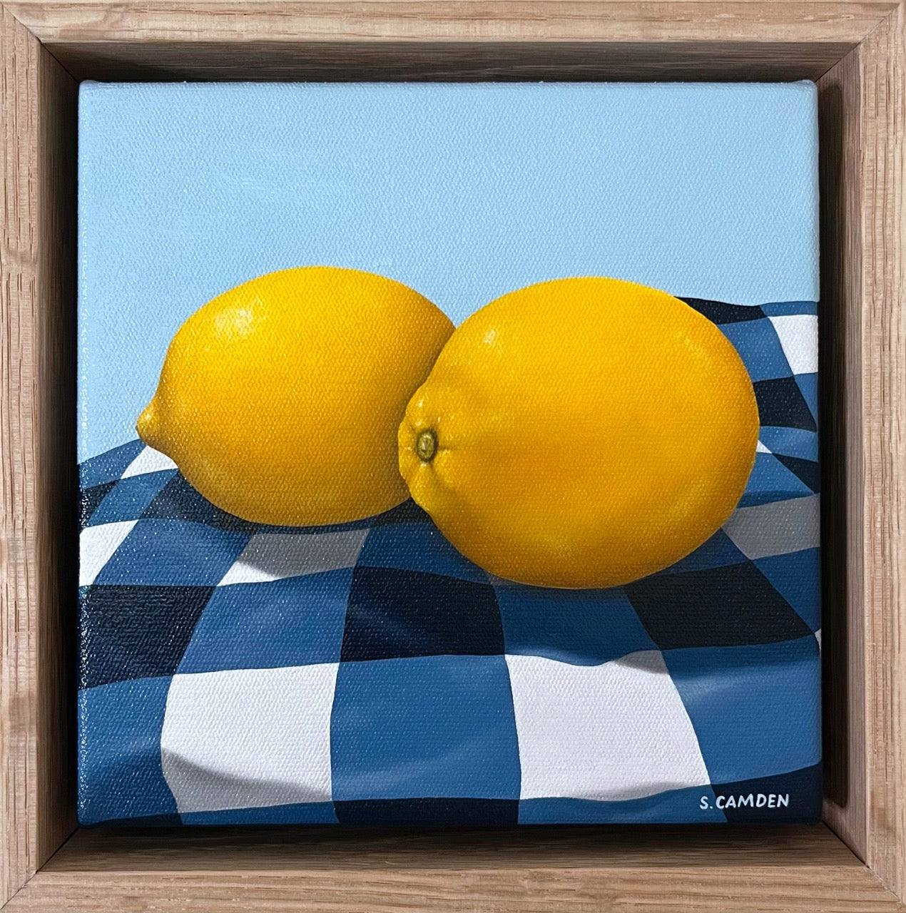 Pair of Lemons on Blue Gingham
