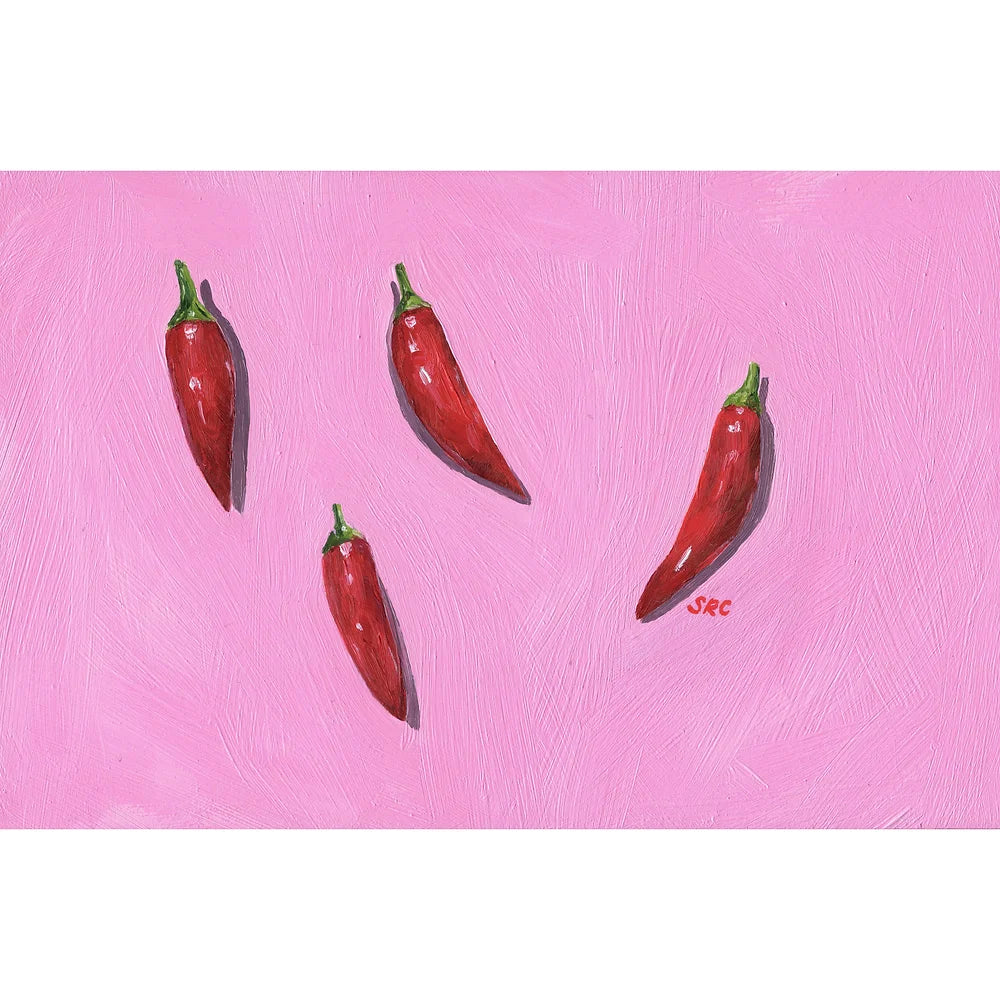 Pink Chillies Greeting Card