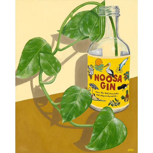 Noosa Gin and Devils Ivy on a Table